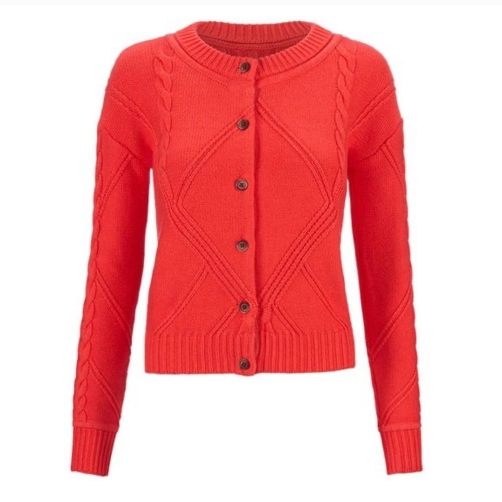 cabi Cable Cardigan, orange, size small